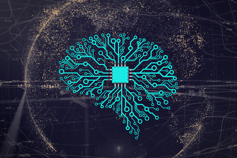 Circuit électronique ayant plus ou moins la forme d'un cerveau.