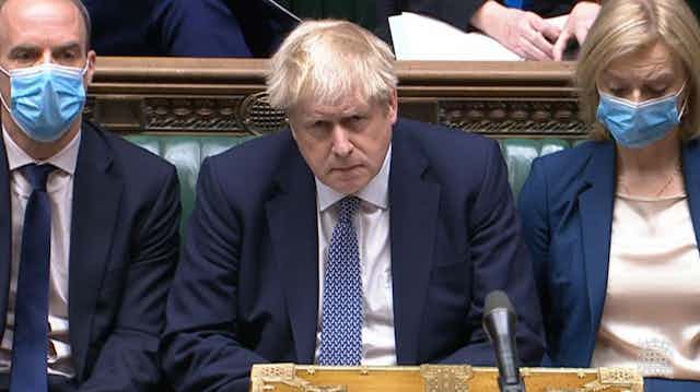 Boris Johnson looking sullen at PMQs