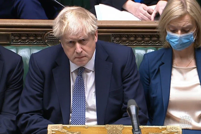 Boris Johnson looking sullen at PMQs