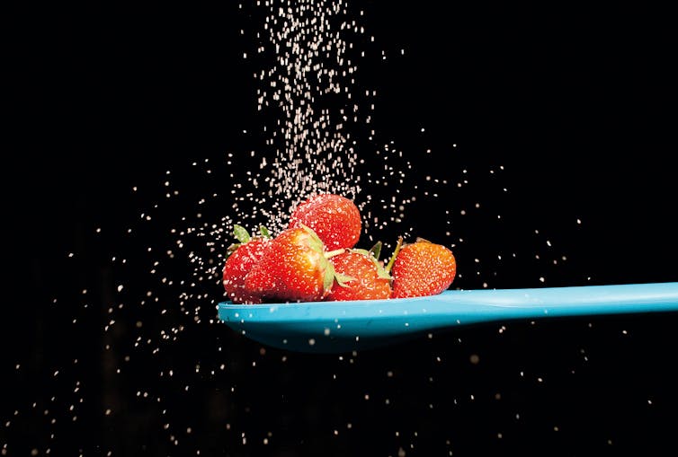 Ripe berries and sugar crystals