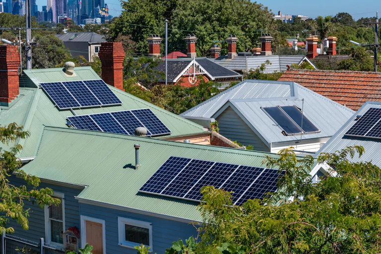 Solar panels on rooftops