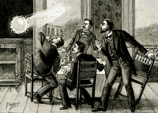 A 19th century illustration of ball lightning.