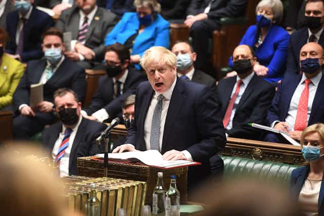 Boris Johnson speaking in parliament.