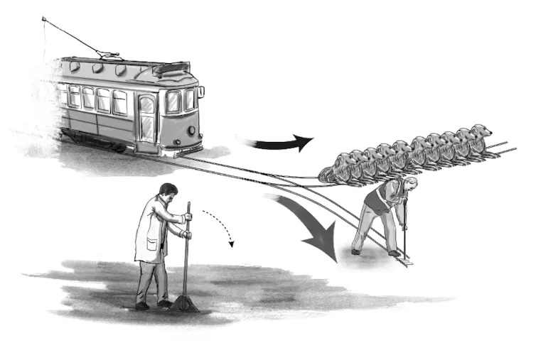 Dessin représentant le dilemme du tramway