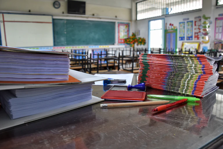 Documents lying on school desk