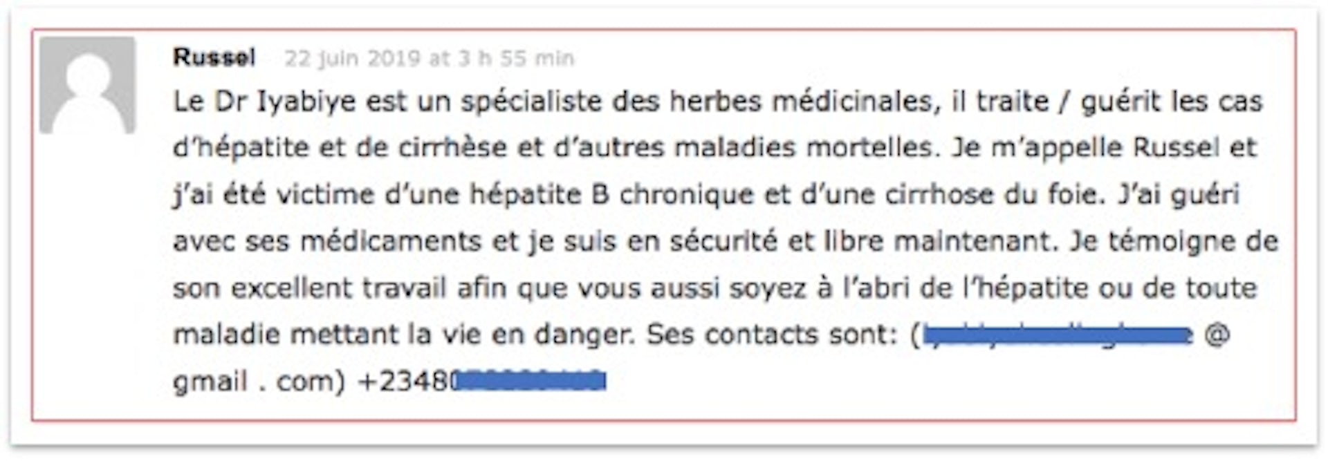 Le Dr XXX est un spécialiste des herbes médicinales, il traite/guérit les cas d’hépatites […]