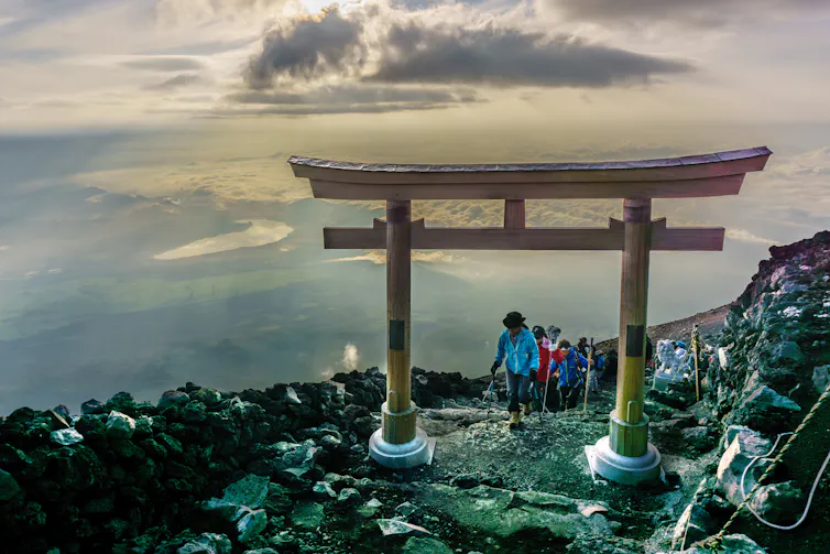 Mount Fuji and walkers