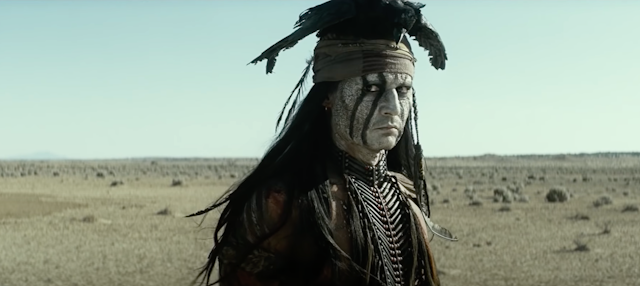 An image of Johnny Depp dressed up as Tonto from The Lone Ranger
