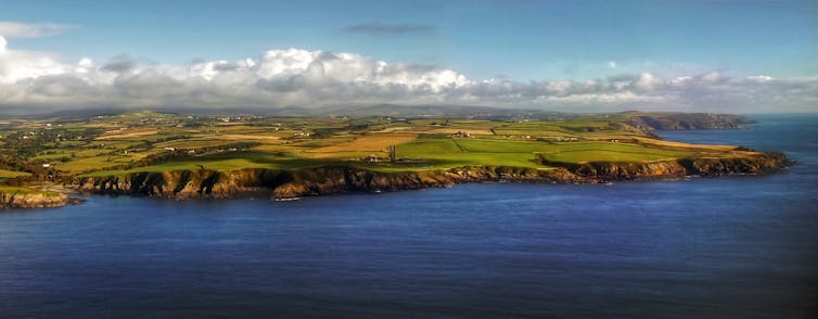 A view of the Isle of Man from an aeroplane window