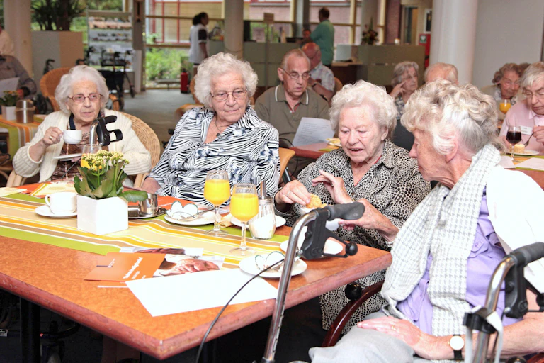 elderly people seated at table