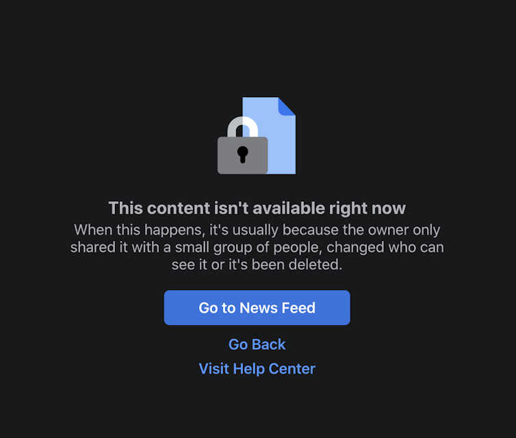 Screenshot of a now defunct Facebook caremongering group