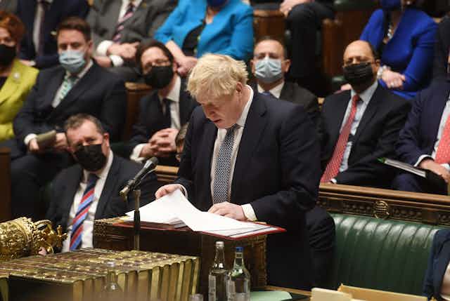 Boris Johnson speaking in parliament.