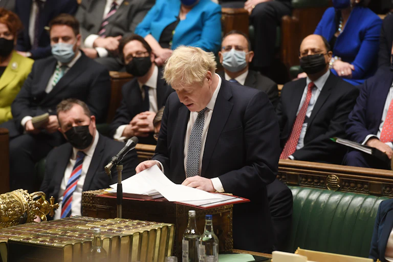 Boris Johnson speaking in parliament.