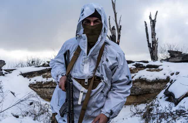 Ukraine soldier in snow