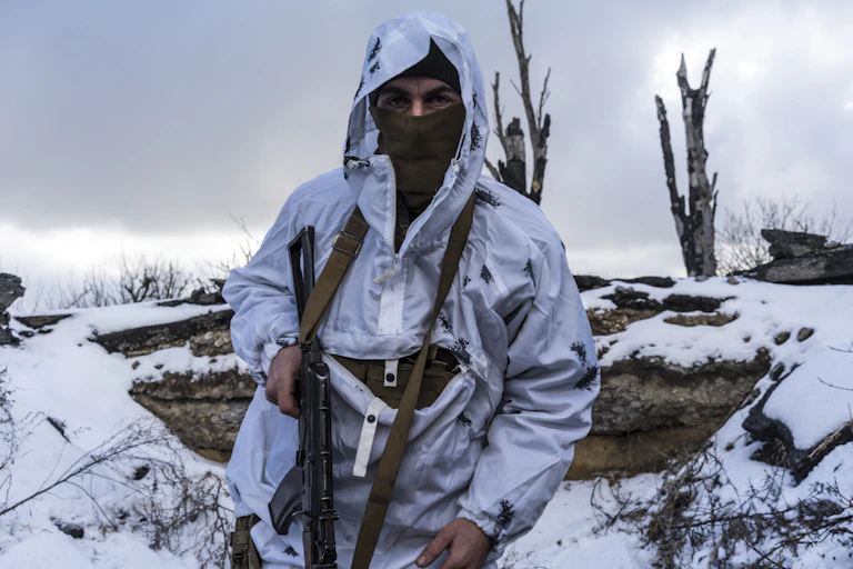 Ukraine soldier in snow
