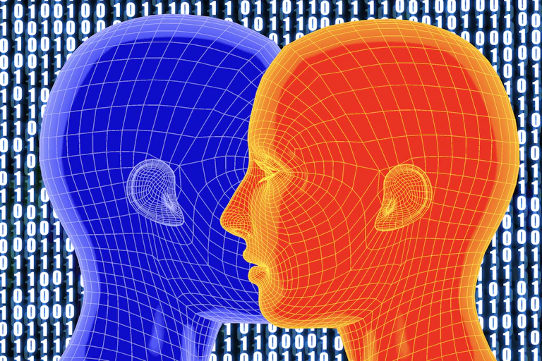 Two virtual beings talking to one another in the metaverse