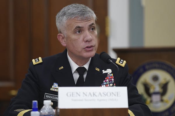 Gen. Paul Nakasone, Director of the National Security Agency, testifying before the House Intelligence Committee on April 15, 2021. Al Drago/Pool via AP