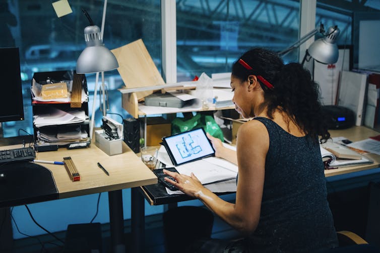 A woman working at a desk