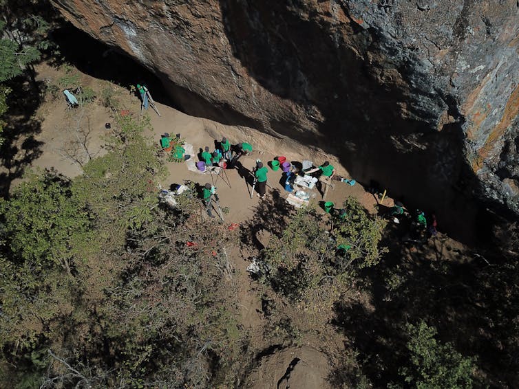 View from above of archaeological excavation