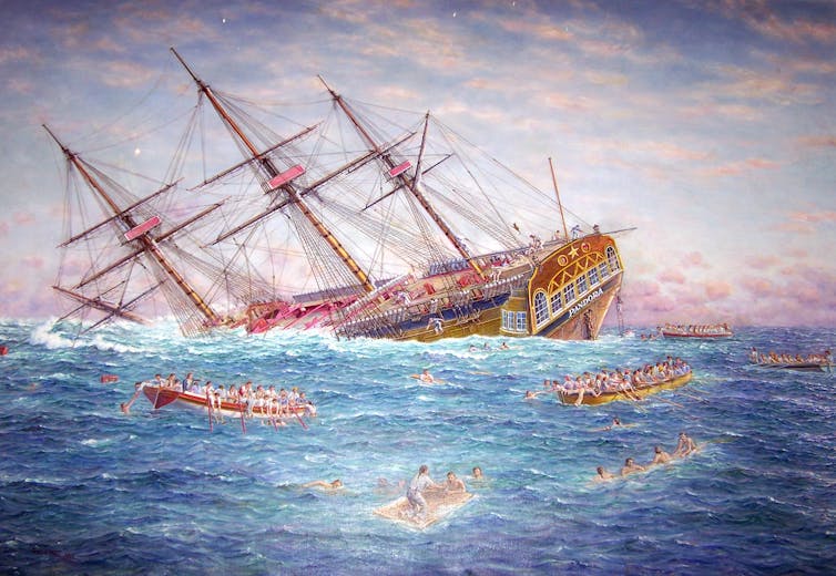 Painting of a sinking ship