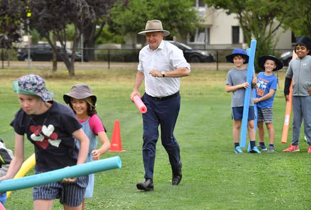 Anthony Albanese at a school visit in Canberra
