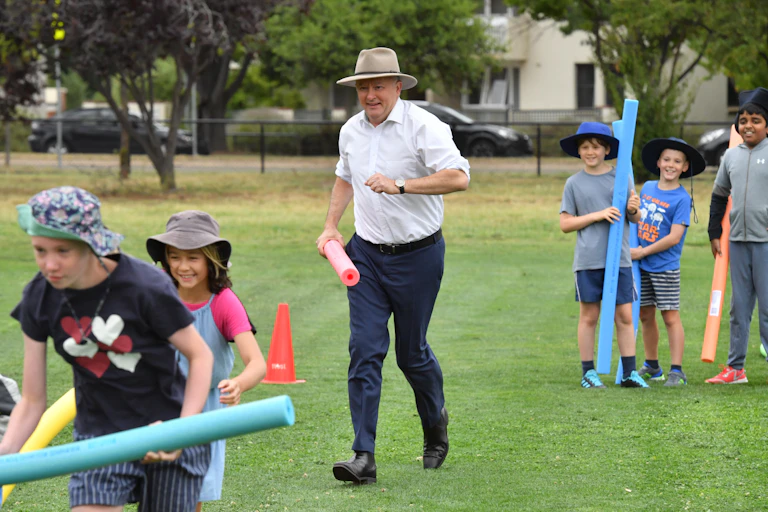 Anthony Albanese at a school visit in Canberra