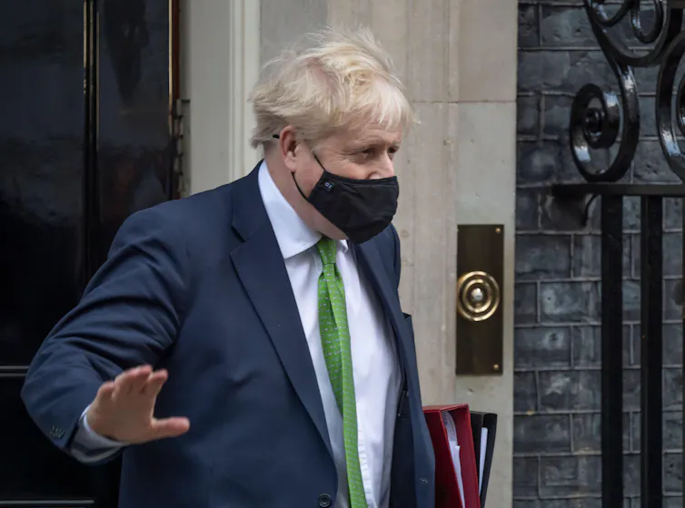Boris Johnson leaving Downing Street.