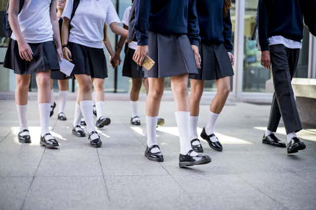 school students in uniform