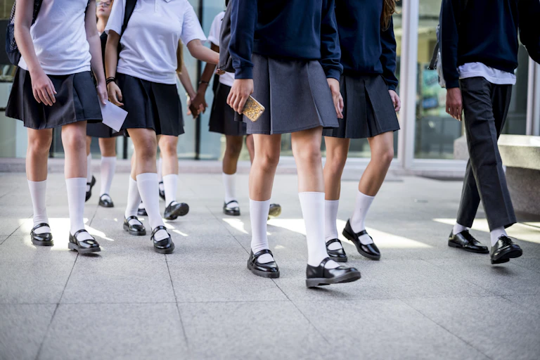 school students in uniform