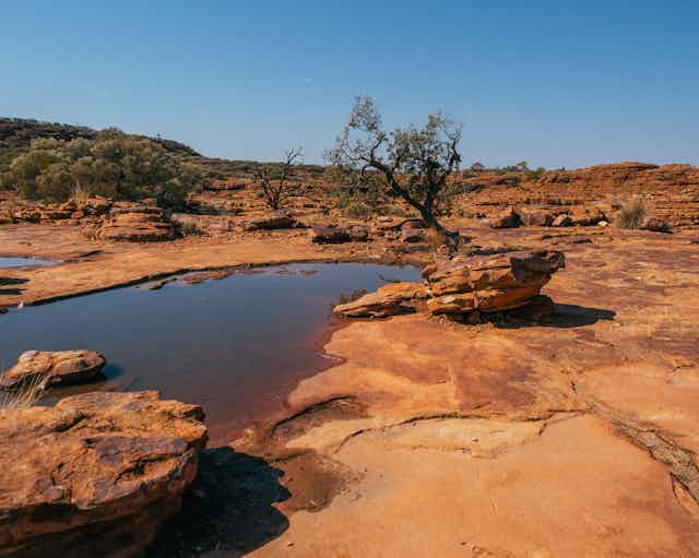 shallow pool in desert landscape
