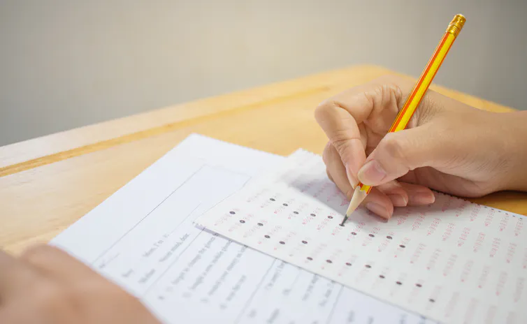 Person completing a test.