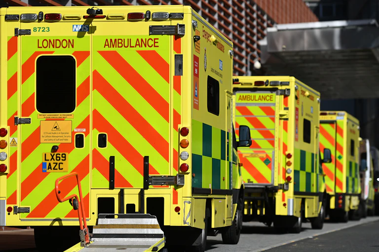 Ambulances queuing outside a London hospital