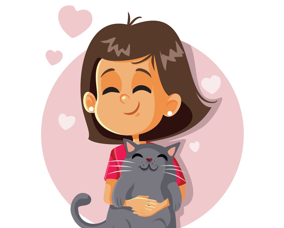 Illustration d'une petite fille et de son chat.