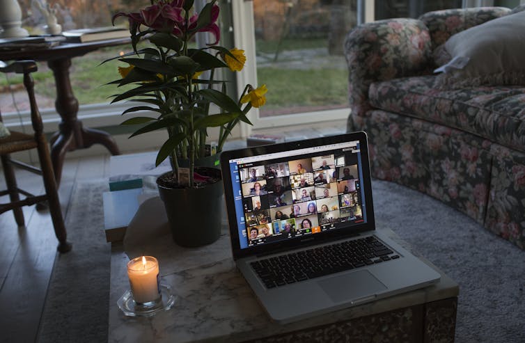 view of video call on computer