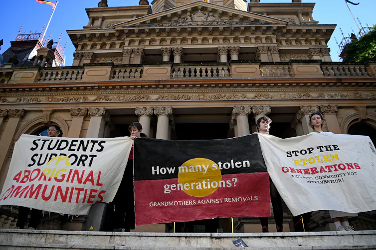 Protesters at a Sorry Day rally