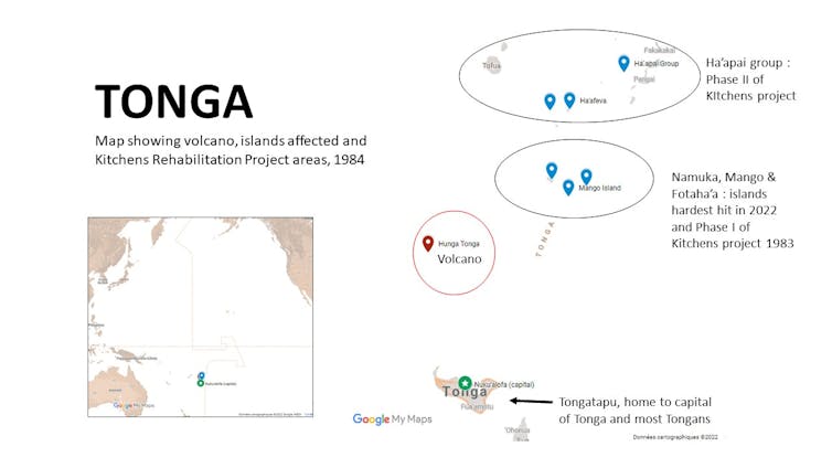 A map of Tonga and outlying islands