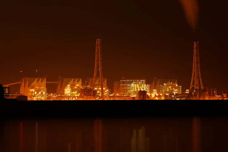 Hekinan coal plant at nigjt
