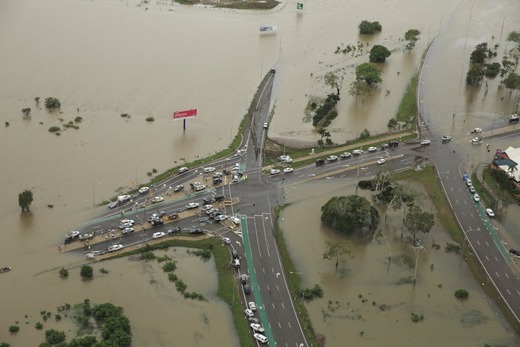 Floods in Townsville seen from above