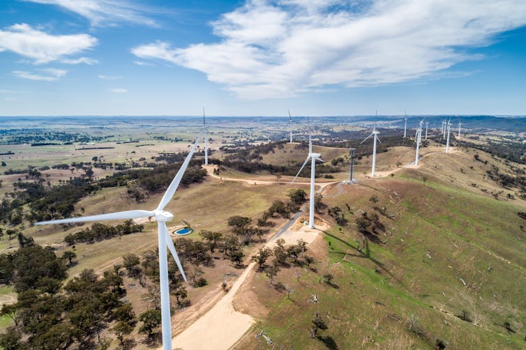 wind farm on hill crest