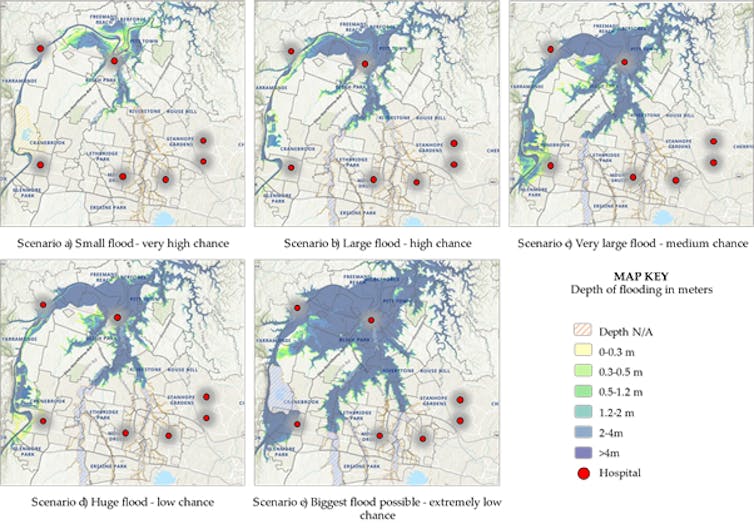 figure showing different flood sizes in Western Sydney