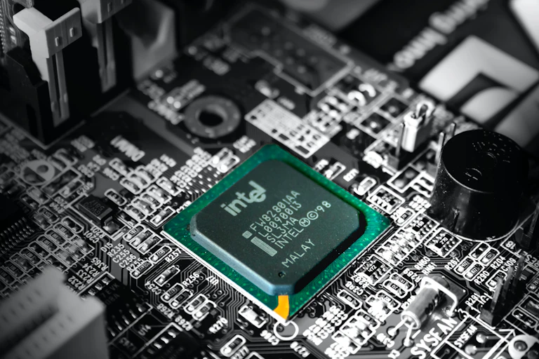 Intel microchip close-up