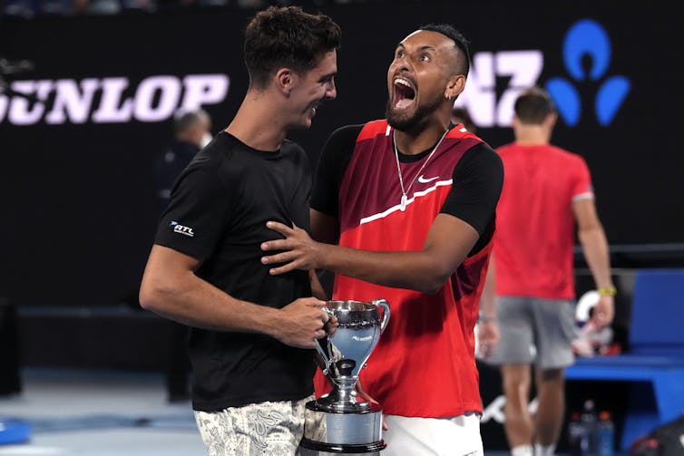 Nick Kyrgios, right, and Thanasi Kokkinakis, left.