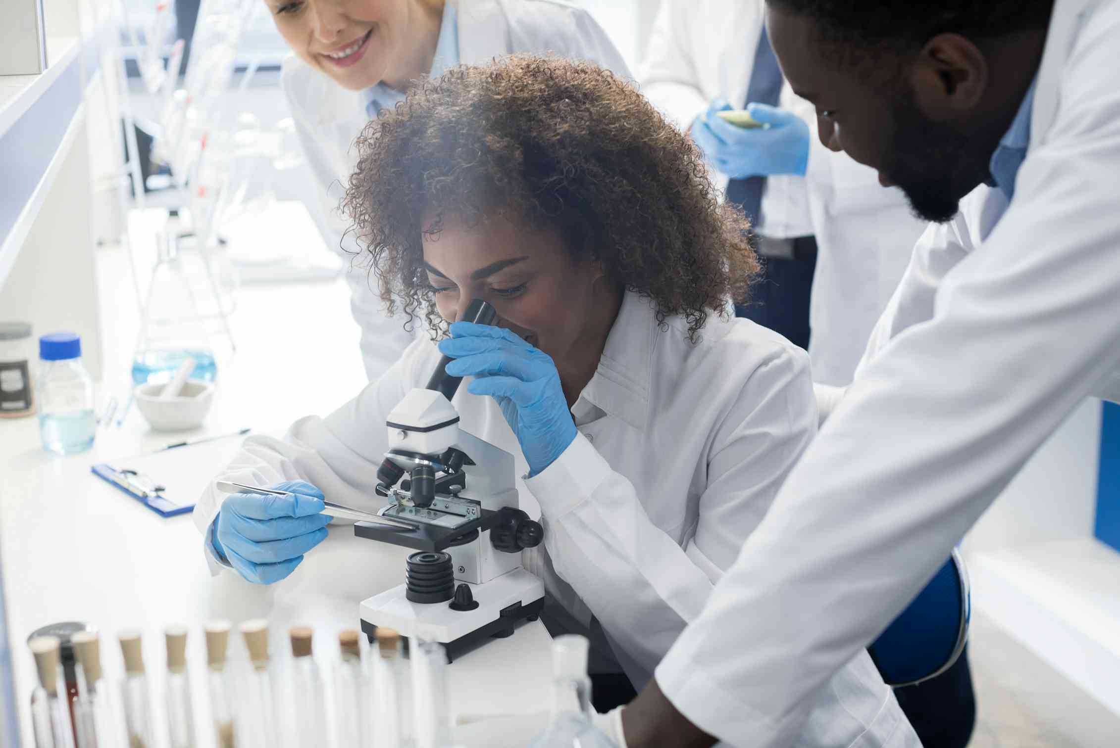 Students are seen in a lab.
