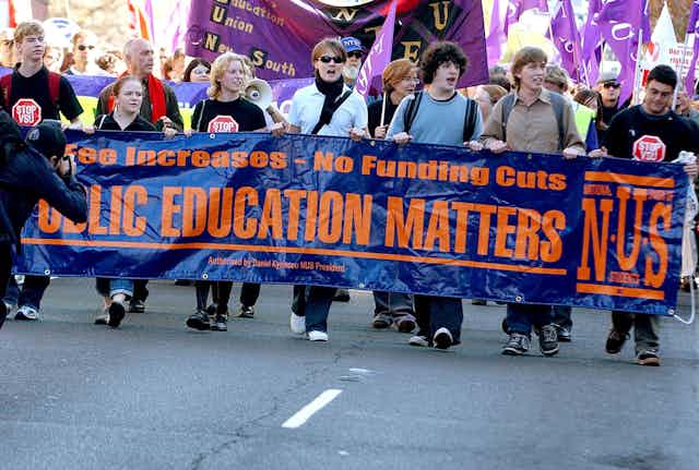 Protest march against university funding and job cuts