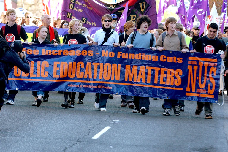Protest march against university funding and job cuts