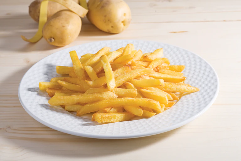 A plate of French fries
