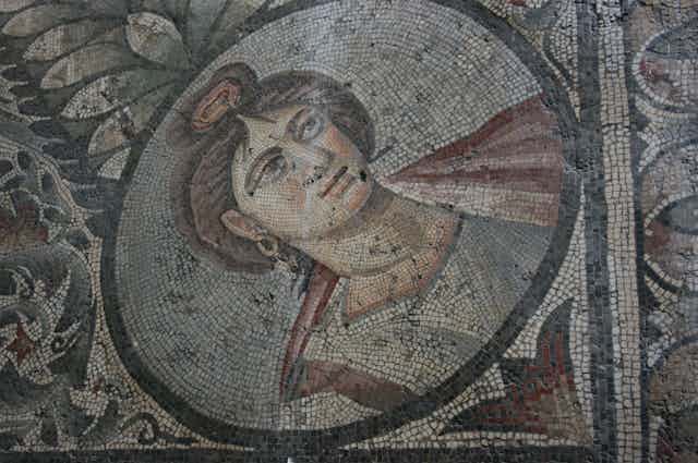 A mosaic of a Roman woman