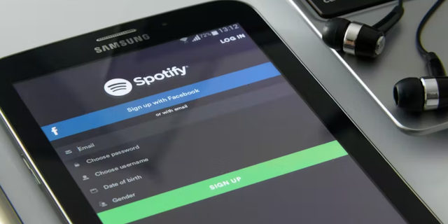 Mobile phone with Spotify app open