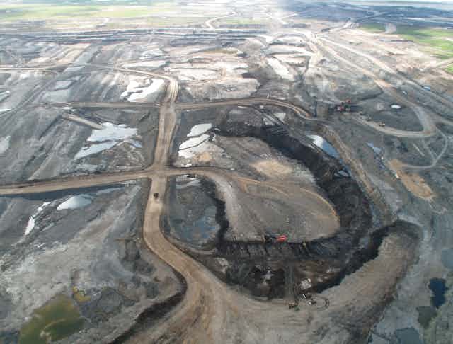 Aerial view of an oilsands mine
