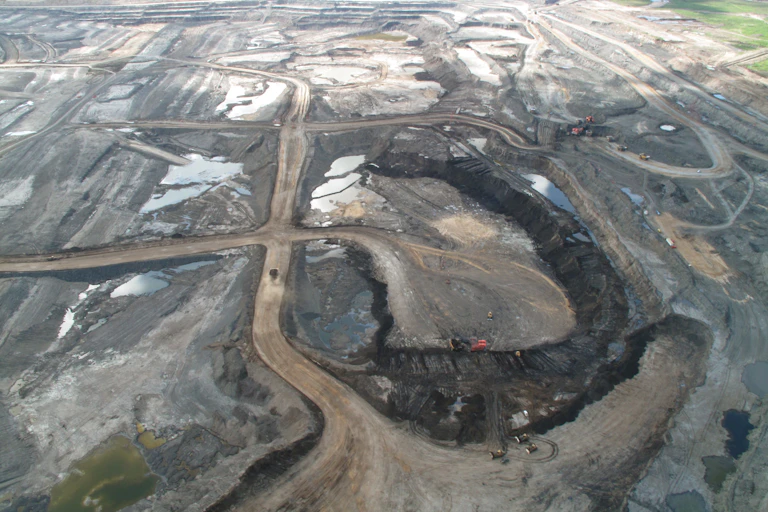 Aerial view of an oilsands mine